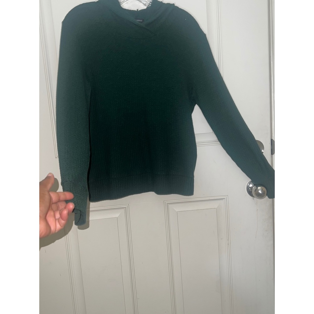 Beyond Yoga Womens Forest Green Hooded Pullover Sweater Thermal Knit Size‎ S